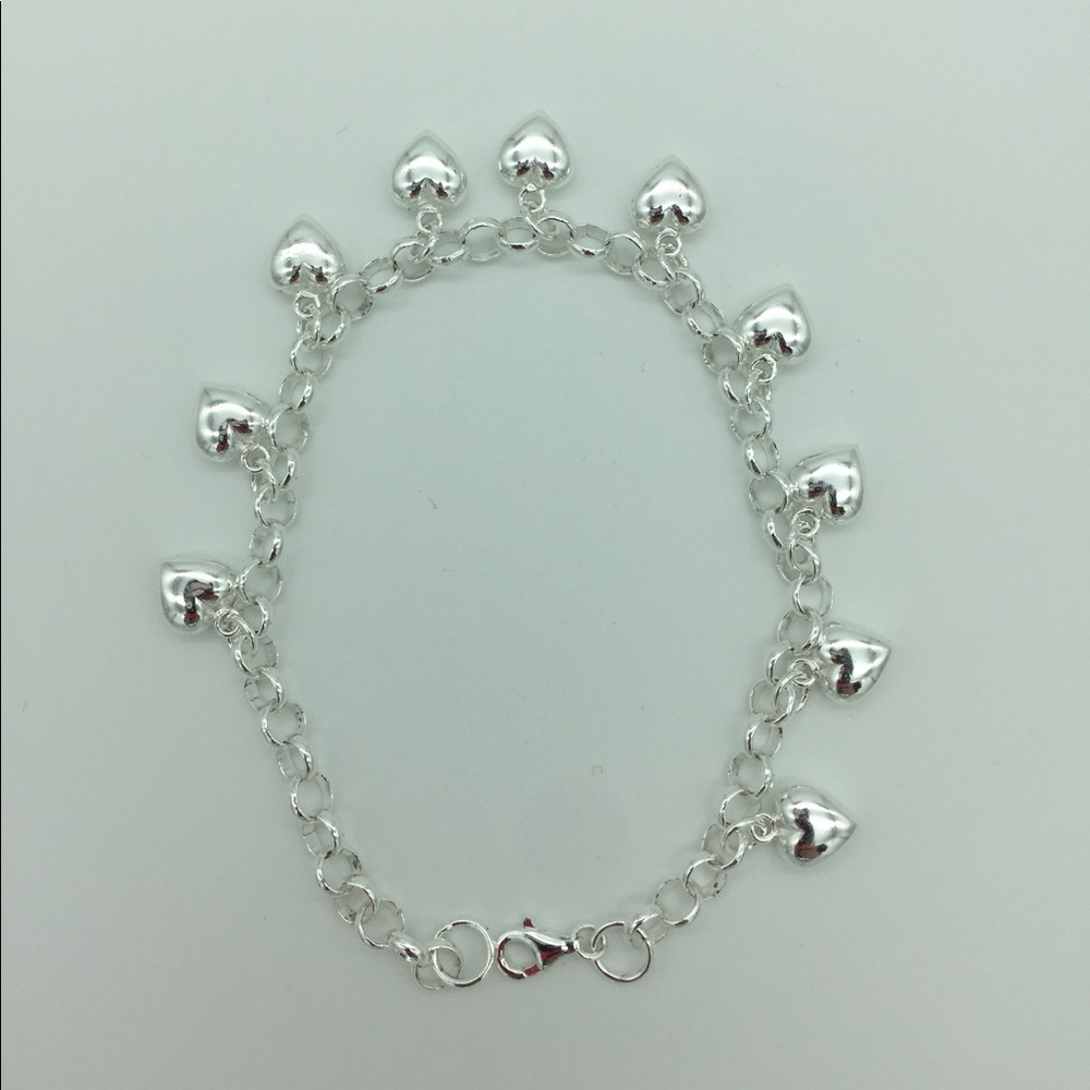 Sterling Silver 925 Heart Bracelet